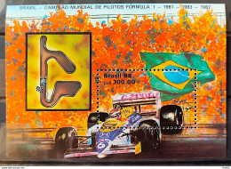 B 75 Brazil Stamp Formula 1 Honda Willians Nelson Piquet Car Flag Map 1988 - Ongebruikt