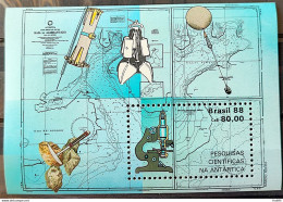 B 74 Brazil Stamp Scientific Surveys At Antartica Antatida Science Map 1988 - Ungebraucht