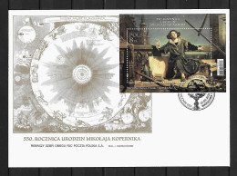 2023 Joint/Congiunta Poland And Vatican, OFFICIAL FDC POLAND WITH SOUVENIR SHEET: Copernicus - Gezamelijke Uitgaven