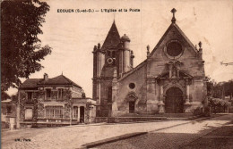 N°975 W -cpa Ecouan -l'église Et La Poste- - Ecouen