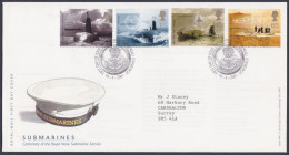 GB Great Britain 2001 FDC Submarine, Submarines, Royal Navy, Sea, Ocean, Armed Forces Pictorial Postmark First Day Cover - Covers & Documents