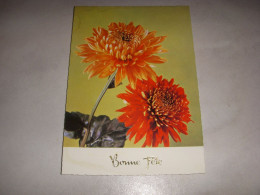 CP CARTE POSTALE BONNE FETE FLEURS 2 FLEURS FOND VERT - Vierge - Autres & Non Classés