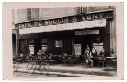 Devanture Et Terrasse Du Café Du Moulin à Vent. Carte Photo Animée Non Située ( Sochaux ) - Caffé