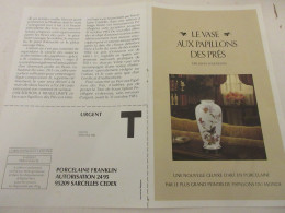 FICHE OEUVRE D'ART En PORCELAINE John WILKINSON Le VASE Aux PAPILLONS Des PRES - Arte