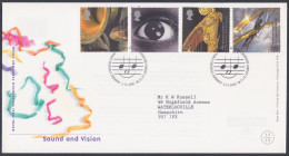 GB Great Britain 2000 FDC Sound And VIsion, Music, Harp, Musical Instrument, Pictorial Postmark, First Day Cover - Cartas & Documentos