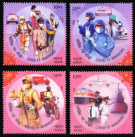 India 2020 MNH 4v, Corona Covid Warriors, Doctor, Train, Ship, Postman, Sweeper - Disease