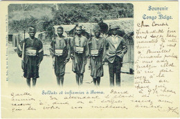 Souvenir Du Congo Belge. Soldats Et Infirmier à Boma. - Belgisch-Kongo