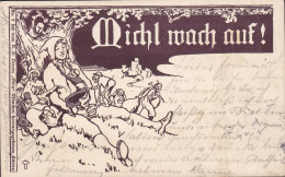 Austria PPC 'Michl Wach Auf!' No. 7 D. D. Verein 'Odin' München Simple Backside (2 Scans) - Humour