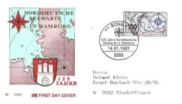 Allemagne: FIRST DAY COVER 1993: NORDDEUTSCHE SEEWARTE IN HAMBURG, Bonn. - 1991-2000