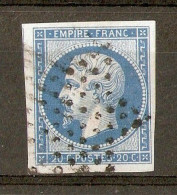 1854 - Napoléon 20c. Bleu Ciel YT 14A - étoile Muette (type I) Voisin - 1853-1860 Napoleon III