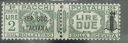 ROYAUME D'ITALIE ROYAUME D'ITALIE 1944 RSI REPUBBLICA SOCIALE COLIS BANDE LIRE 2 MNH SIGNÉ SIGNÉ - Postal Parcels