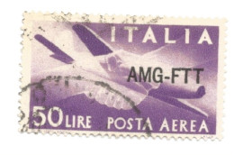 (COLONIE E POSSEDIMENTI) 1954, TRIESTE, AMG-FTT, POSTA AEREA, DEMOCRATICA, 50L - 1 Francobollo Usato - Luchtpost