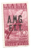 (COLONIE E POSSEDIMENTI) 1947, TRIESTE, AMG-FTT, POSTA AEREA, RADIO, 10L - 1 Francobollo Usato (CAT. SASSONE N.8) - Posta Aerea