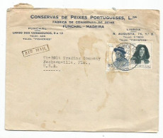 Portugal Commerce AirmailCV Funchal Madeira 26mar1947 To USA - Costumes 1$75 Algarve + 3$50 Acores - Brieven En Documenten