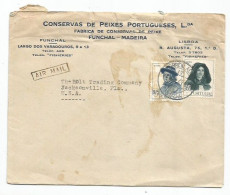 Portugal Commerce AirmailCV Funchal Madeira 26mar1947 To USA - Costumes 1$75 Algarve + 3$50 Acores - Costumi