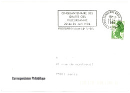 69 VILLEURBANNE CROIX LUIZET  RHONE 1984 : CINQUANTENAIRE DES GRATTE CIEL - Mechanical Postmarks (Advertisement)