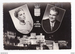 Principauté De Monaco 19 Avril 1956 Grace Et Le Prince En Médaillons Au Dessus Du Palais Tirage SAPI Monaco VOIR DOS - Altri & Non Classificati