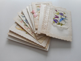 CPA BRODEES - JOLI LOT DE 13  CARTES BRODEES ANCIENNES - Embroidered