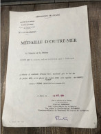 Diplôme Médaille D’outremer 1984 Liban - Francia