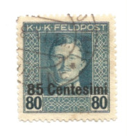 (COLONIE E POSSEDIMENTI) 1918, FRIULI VENETO, SOPRASTAMPATI, 85c SU 80h - 1 Francobollo Usato (CAT. SASSONE N.15) - Ocupación Austriaca