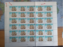 Belgium 1973 Sailing Ship Of The" Ostend Compagnie" Full Sheet With Variety 'flag Detached From Mast" MNH ** - Marittimi