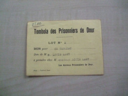 Ticket TOMBOLA DES PRISONNIERS DE DOUR - Loterijbiljetten