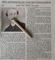 SCHILDER JOZEF VAN LERIUS 1823 - 1876 / ° BOOM 1823 / F.V. VAN LERIUS - VAN TENDELOO / VAN LERIUSSTRAAT TE ANTWERPEN / - Zonder Classificatie