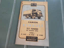 CAMION RENAULT 2,5 TONNES RENAULT, LIVRET NOTICE DE 1956 ENTRETIEN - Zonder Classificatie