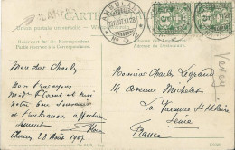SUISSE CARTE 10c MARQUE LINEAIRE CLARENS + AMBULANT N°2 POUR LA VARENNE ST HILAIRE ( SEINE ) DE 1907    LETTRE COVER - Covers & Documents