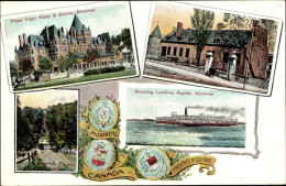CPA Montreal Quebec Kanada, Place Viger Hotel, Bahnhof, Schloss, Shooting Lachrine Rapids - Other & Unclassified