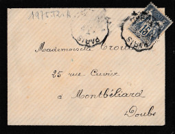 Lettre Cachet AMBULANT De PARIS à MONTBELIARD - 1898-1900 Sage (Tipo III)