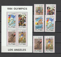 Philippines 1984 Olympic Games Los Angeles, Boxing, Swimming, Windsurfing, Cycling, Athletics Set Of 6 + S/s MNH - Verano 1984: Los Angeles