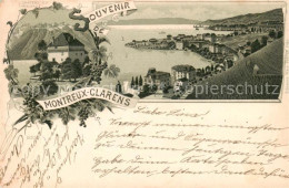 13798408 Clarens  Montreux VD Panorama Genfersee Schloss Litho  - Sonstige & Ohne Zuordnung