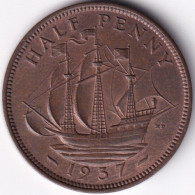 United Kingdom - Britain KM-844 1/2 Penny 1937 - Altri & Non Classificati