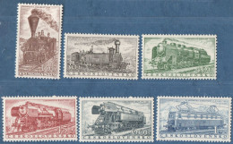 Czecho 1956 European Conference On Timetables Freight Trains 6 Values MNH, Steamlocomotives, Electric Traction, Zbrastov - 1956