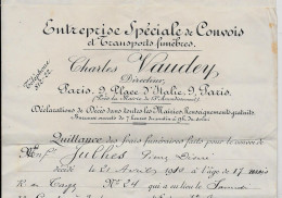 22 Avril 1910 -Entreprise Spéciale De Convois Et Transports Funèbres Charles Vaudey Paris, 9, Place D'Italie , 9, Paris - Transportmiddelen