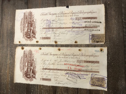 Deux Autographes Auguste Lumière 1896-97 Sur Chèque - Erfinder Und Wissenschaftler