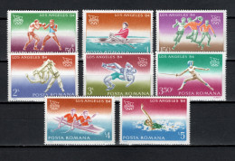 Romania 1984 Olympic Games Los Angeles, Boxing, Rowing, Handball, Judo, Fencing, Wrestling Etc. Set Of 8 MNH - Summer 1984: Los Angeles