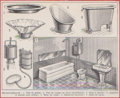 Hydrothérapie. Divers Matériels Pour La Douche Et Le Bain. Larousse 1948. - Historical Documents