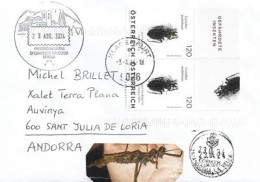 2024. ENDANGERED INSECT: (Carabe Noduleux), Lettre Autriche à Andorra, Avec Timbre à Date Arrivée Andorra - Cartas & Documentos