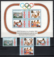 Samoa 1984 Olympic Games Los Angeles, Weightlifting, Boxing, Athletics Set Of 4 + S/s MNH - Zomer 1984: Los Angeles