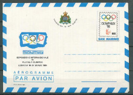 San Marino 1985 Olympic Games, Olymphilex Commemorative Aerogramme - Zomer 1984: Los Angeles