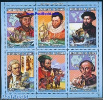 Guinea, Republic 2001 Navigators 6v M/s, Mint NH, History - Transport - Various - Explorers - Ships And Boats - Maps - Onderzoekers