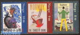 Norway 2003 Europa, Poster Art 3v, Mint NH, History - Transport - Europa (cept) - Ships And Boats - Art - Poster Art - Ongebruikt