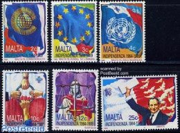 Malta 1989 Independence 25th Anniversary 6v, Mint NH, History - Nature - Science - Europa Hang-on Issues - United Nati.. - Europäischer Gedanke