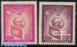 Iran/Persia 1957 UNO Day 2v, Mint NH, History - Nature - United Nations - Birds - Iran