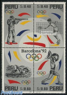 Peru 1996 Olympic Games Barcelona 1992 4v [+], Mint NH, Sport - Olympic Games - Shooting Sports - Swimming - Tennis - .. - Shooting (Weapons)