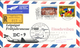 Austria UN Vienna Registered Flight Cover Leipziger Frühjahrsmesse 1988 Special DC-9 Flight - Brieven En Documenten