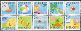 Sweden 1989 Summer Sports 10v [++++], Mint NH, Nature - Sport - Various - Fishing - Badminton - Cycling - Sport (other.. - Unused Stamps