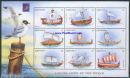 Grenada 2001 Ships 9v M/s, English Cog, Mint NH, Transport - Ships And Boats - Ships
